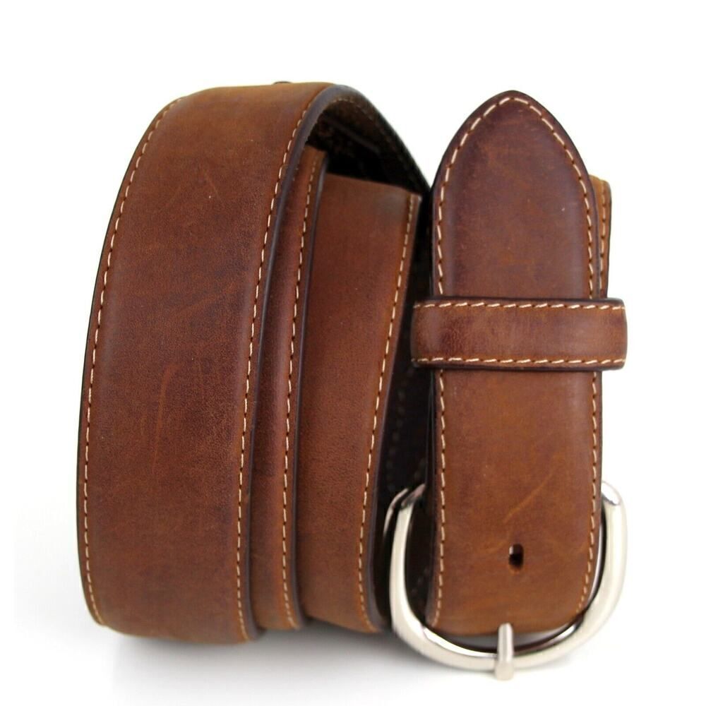 Silver Creek BROWN GENUINE LEATHER 1 3/8"Wd CASUAL DRESS MEN'S BELT Sz 46 (E73